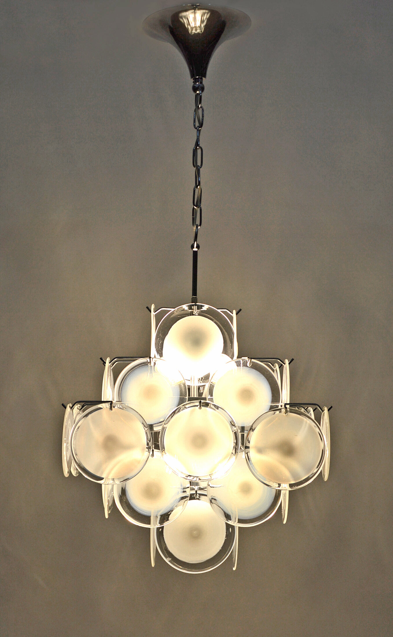 Lustre italien de disque de verre de Murano