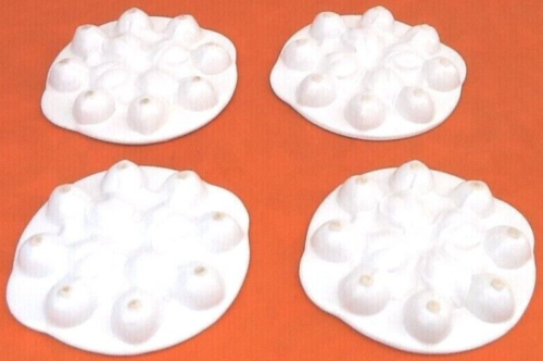 4 dishes / snail plates white ceramic 12 holes