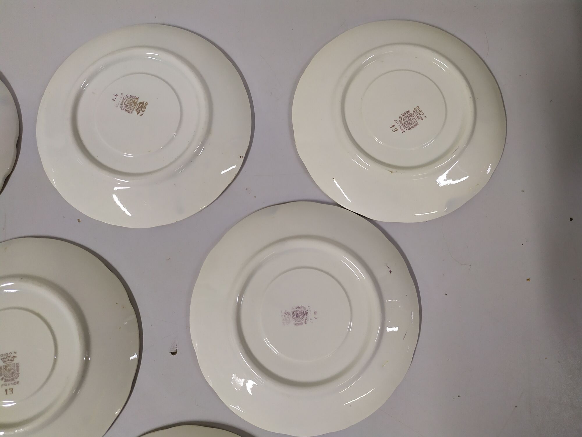 Lot de 6 sous tasse Sarreguemines digoin liseré doré fleurs rose