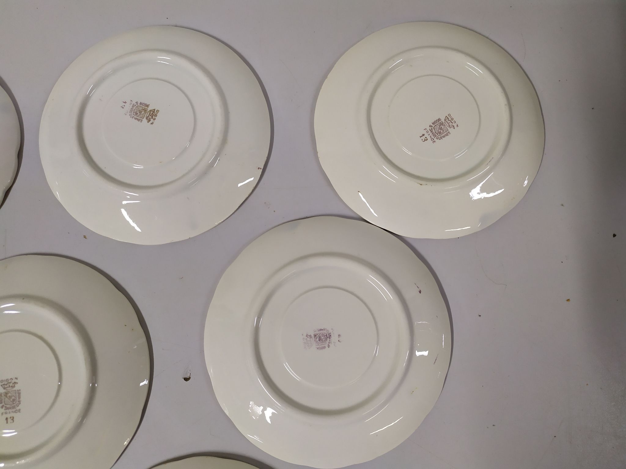 Lot of 6 saucers Sarreguemines digoin eded golden pink flowers