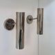 Pair of modernist adjustable wall lights, chrome metal, France 1960