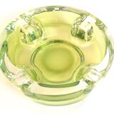 Green anise crystal ashtray Val St Lambert 70s Diameter 16.6 cm