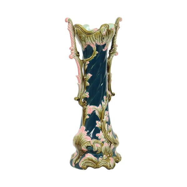 Vase Art Nouveau bleu antique style rococo 38 cm