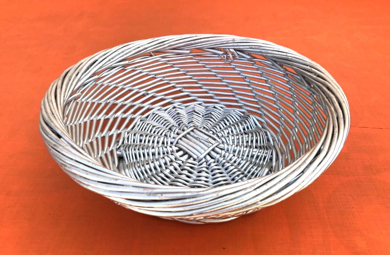 Silver grey woven wicker basket
