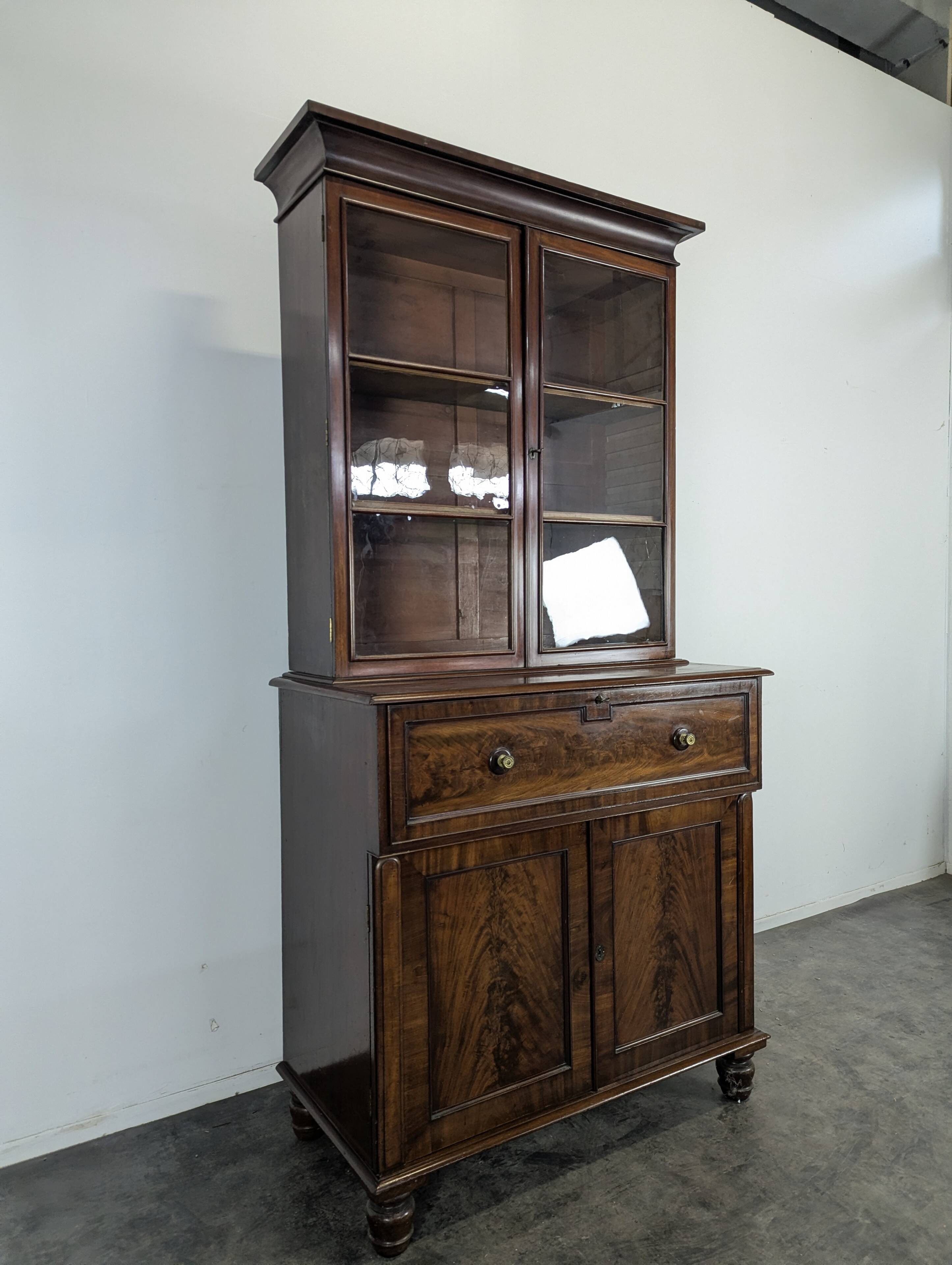 English mahogany secretary bookcase.