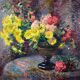 Jean Chaleye 1878-1960.Still Life Carnations & Marigolds.Framed Oil On Board.