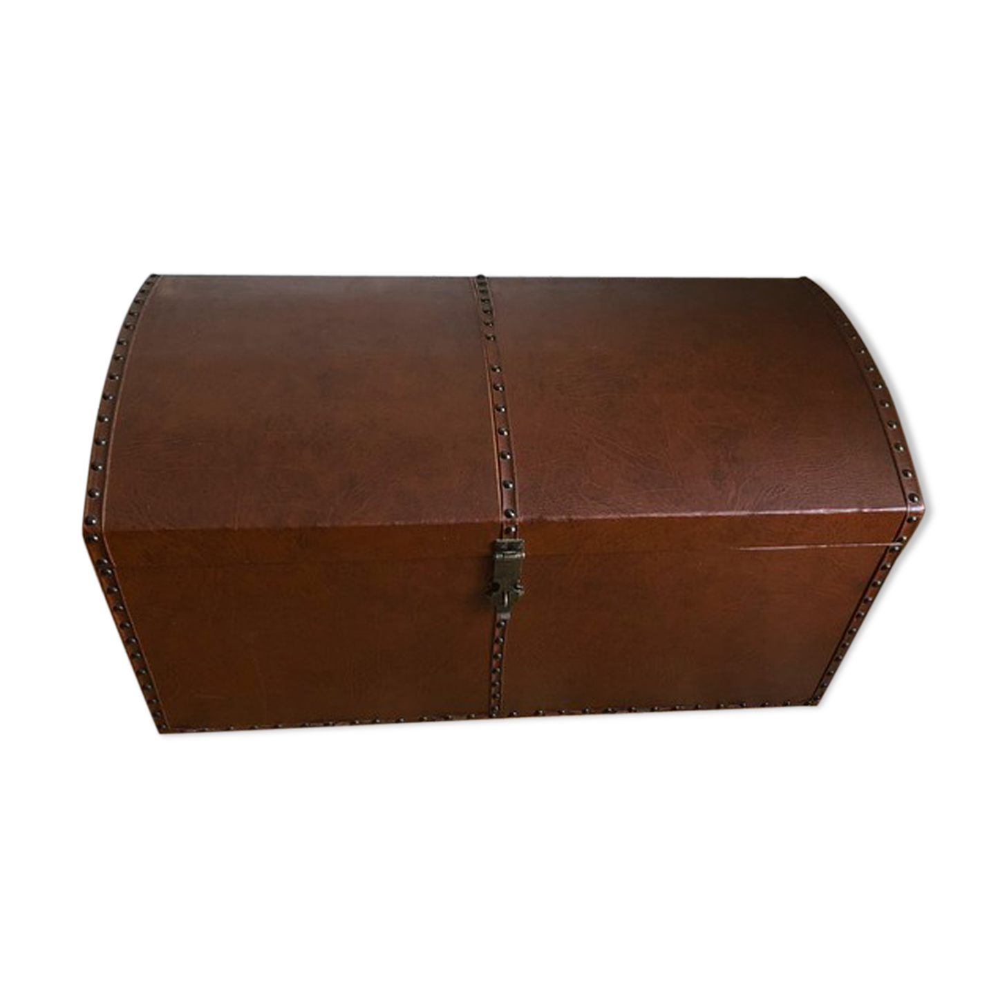 Ancient wooden and faux leather trunk