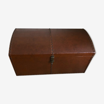 Ancient wooden and faux leather trunk