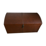 Ancient wooden and faux leather trunk