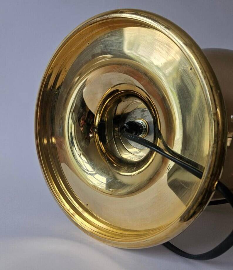 Very Rare Midcentury Large Table Brass Lamp, Switzerland, 1970s