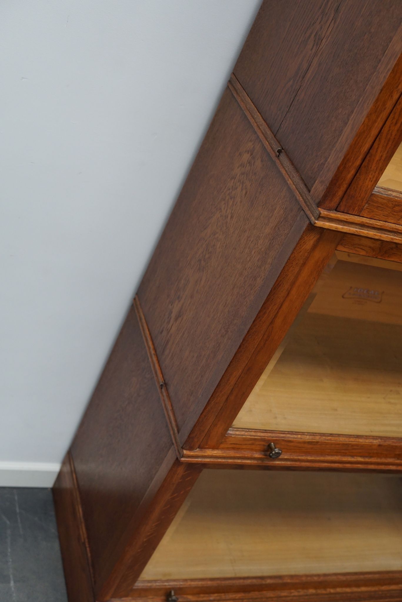 German oak bookcase with folding doors, ca 1900
