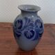 Cobalt blue Alsace stoneware soliflore vase signed Schmitter vi