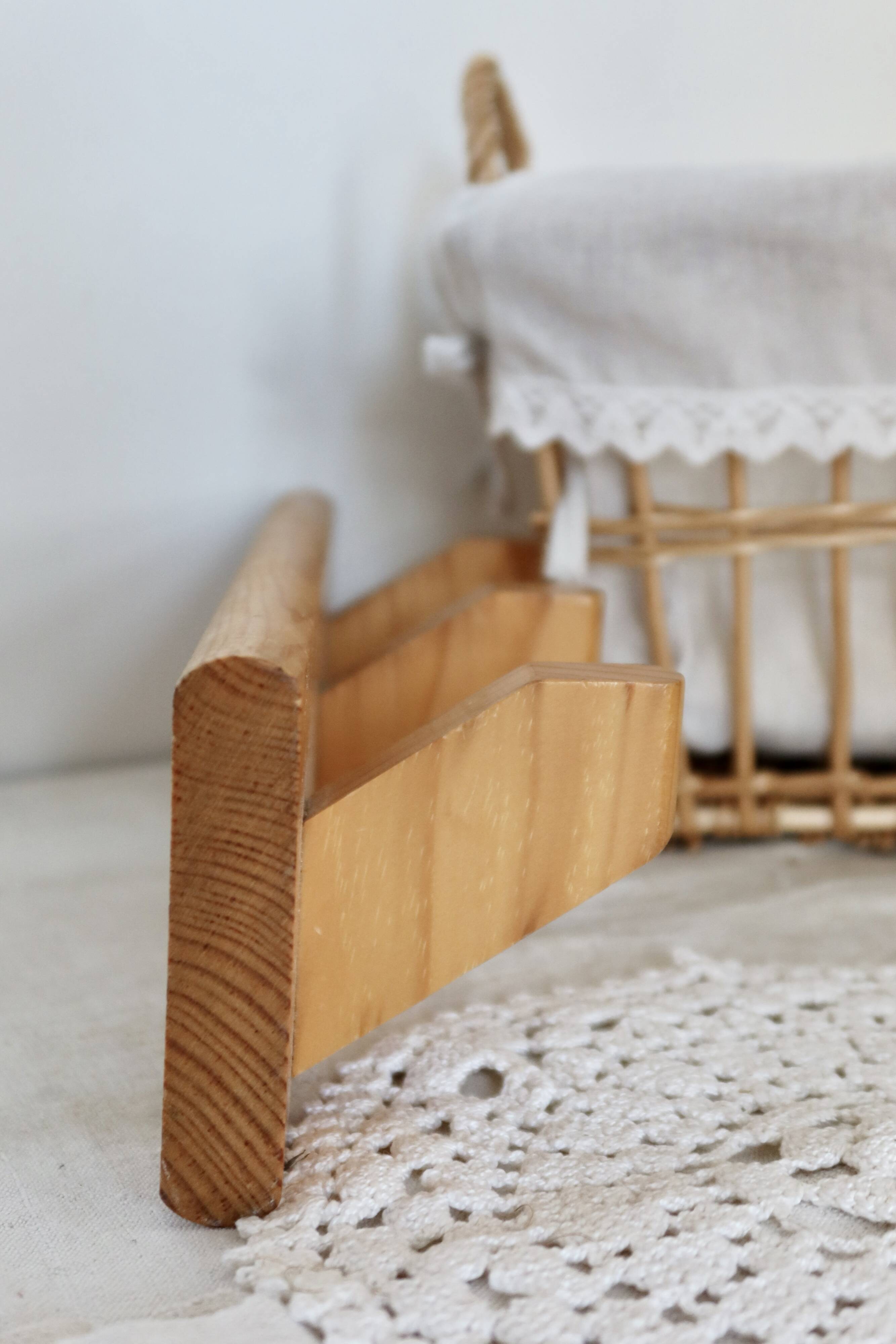 Vintage pine wall coat rack with 3 hooks