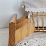Vintage pine wall coat rack with 3 hooks
