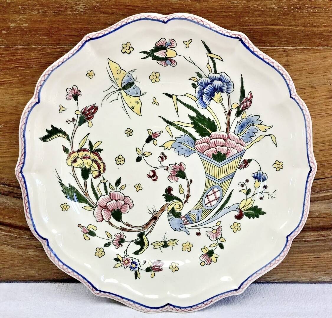5 Gien dessert plates cornucopia decor 1960 1971