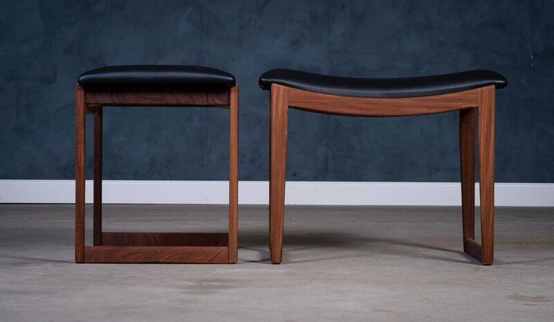 Vintage Teak Stools, Denmark, 1960s, Set of 2