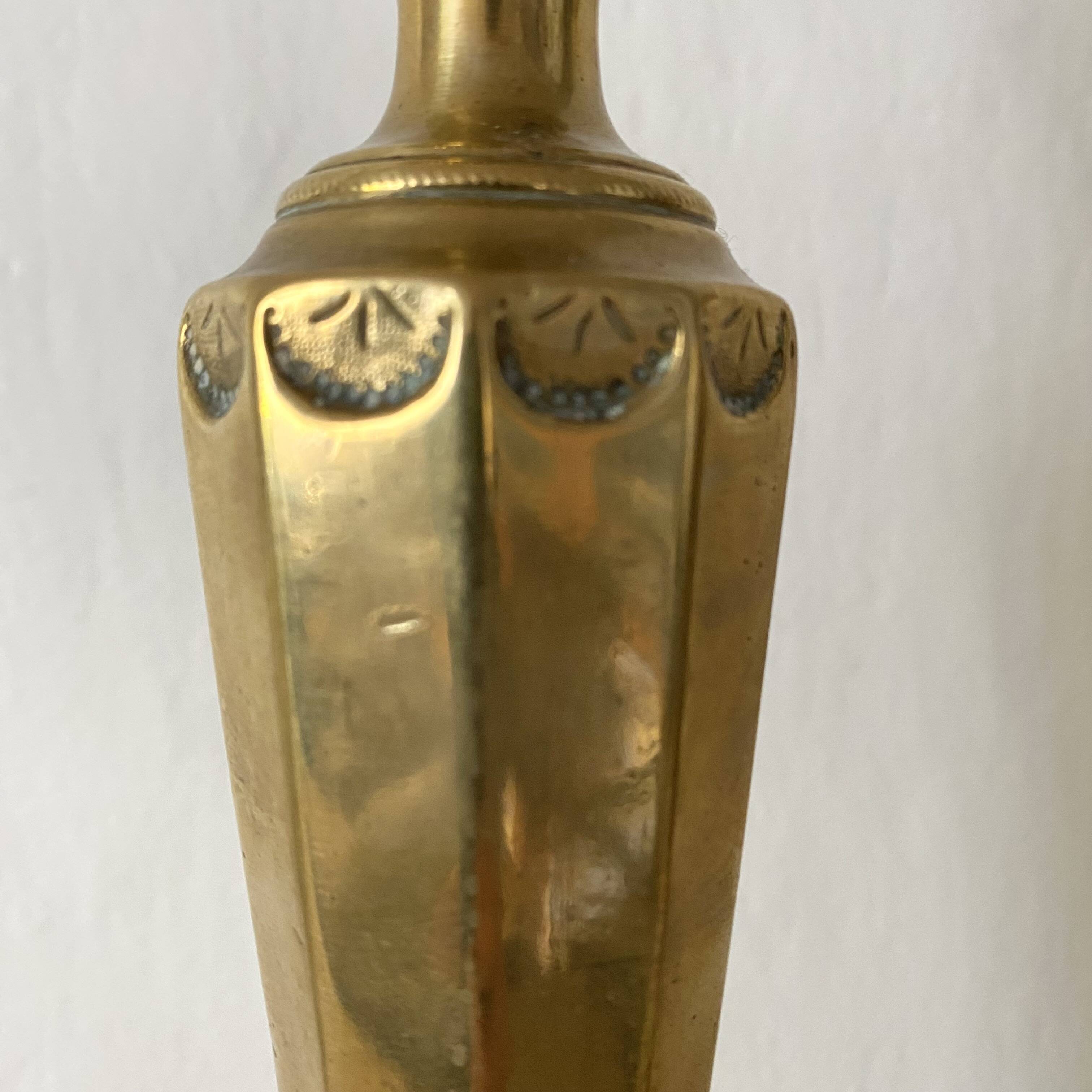 Pair of 29cm gold-plated brass candlesticks