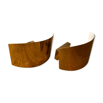 Pair of gilded brass and varnish sconces from SCE circa 1980