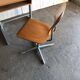 Embru 1960s desk and school chair set in brown wood and grey metal — set of 2