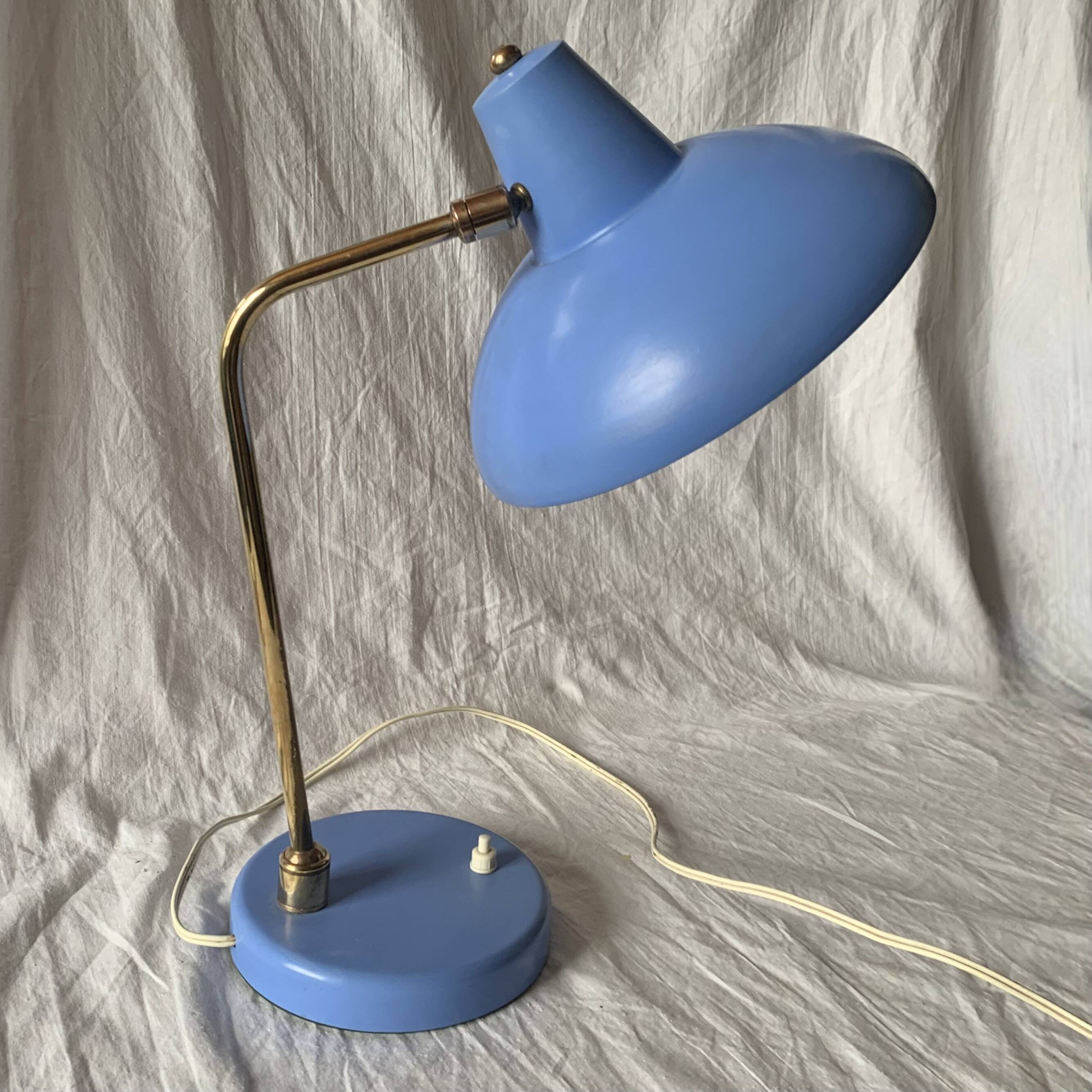 Lampe en métal bleu, 1960