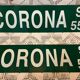 Pair of USA Corona enameled sheet metal street signs