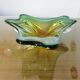 Vide poche en verre de Murano vert, ambre et transparent, années 60 70