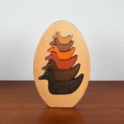 Puzzle en bois vintage avec figurines de canards