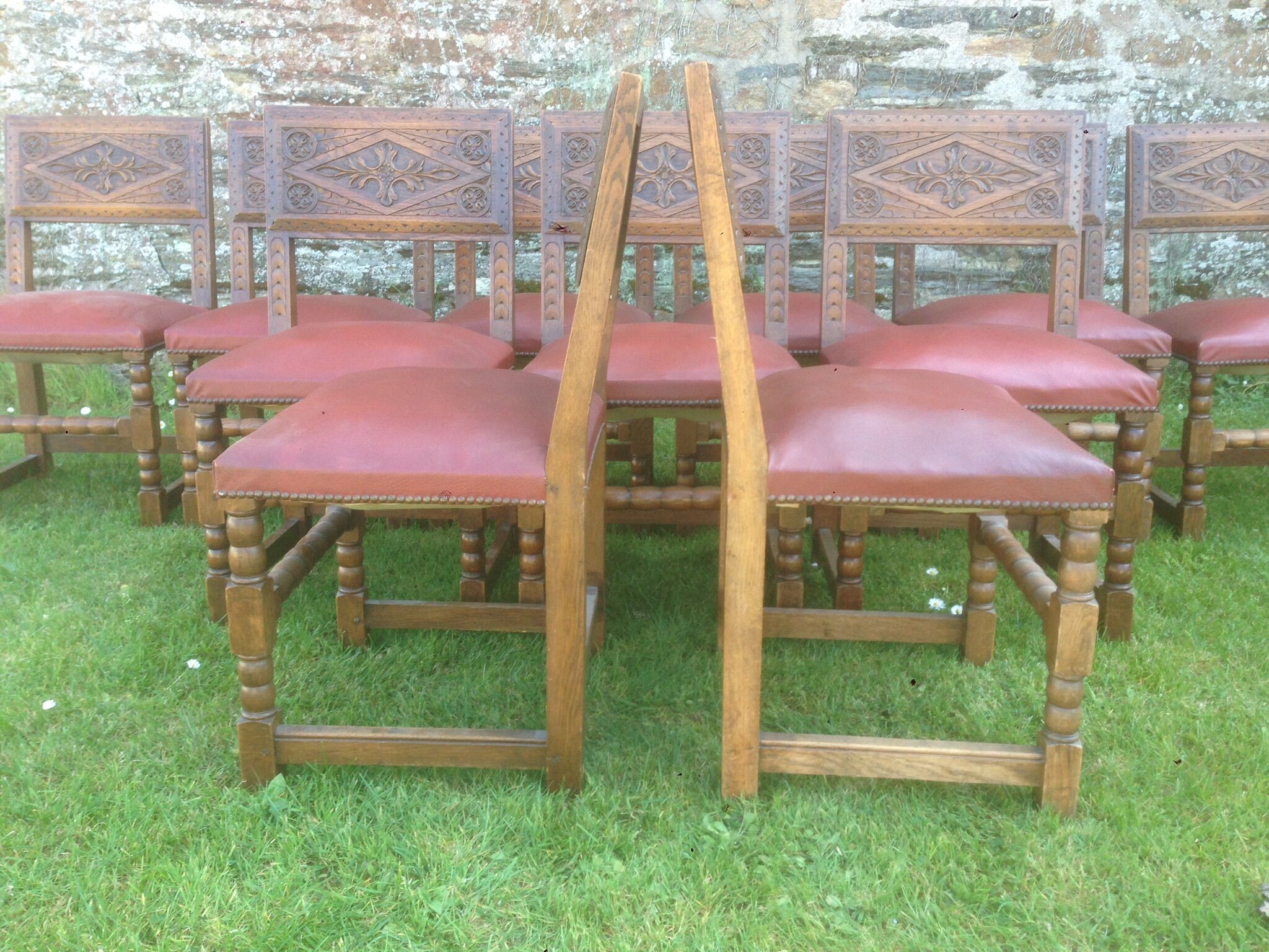Rustic old oak chairs