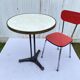 Round bistro table bar cafe terrace cast iron foot 1950