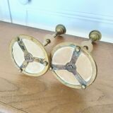 Pair brass and alabaster candlestick