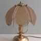 Brass table lamp with smoked glass panels, Belgium 1970