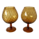Paire de vases en verre ambré facetté années 70