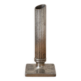 Soliflore or vintage candle holder in silver-plated metal – Fluted column on a square base