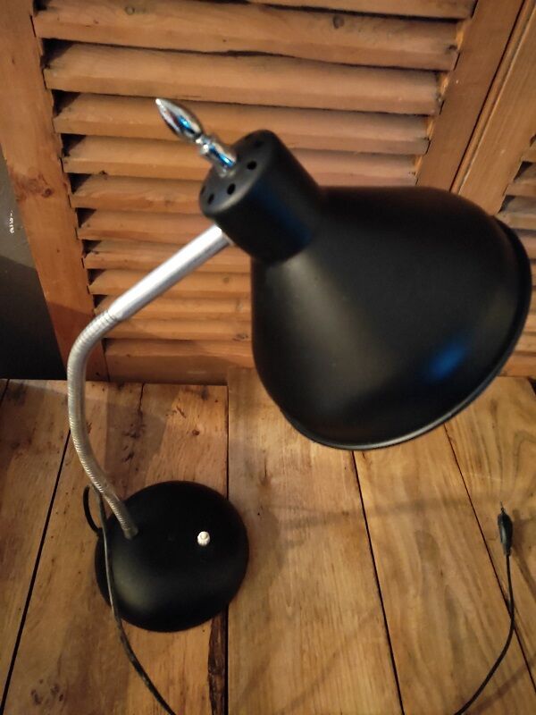 Bedside lamp desk metal Aluminum black velvet Original old
