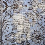 Turkish All-Over Floral Light Blue Vintage Runner Rug, 61x207Cm