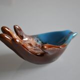 Ceramic pocket tray in the shape of a hand Vallauris France 1970
