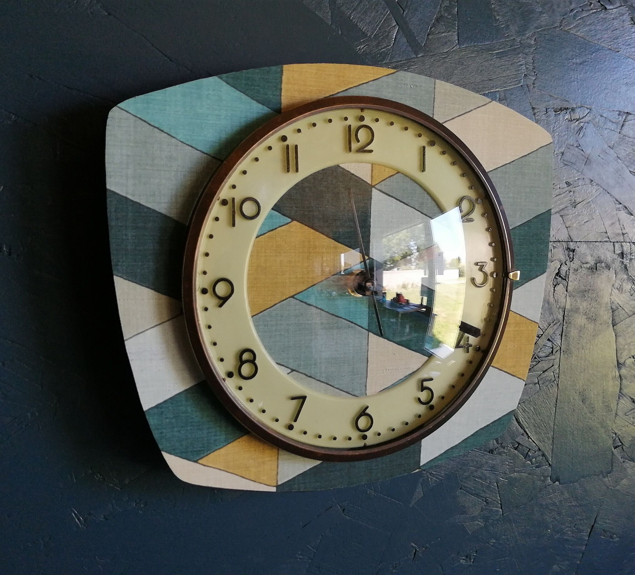 Clock formica vintage asymmetrical silent wall clock "Diamonds"