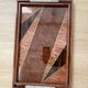 Duo of vintage wooden trays marked art deco