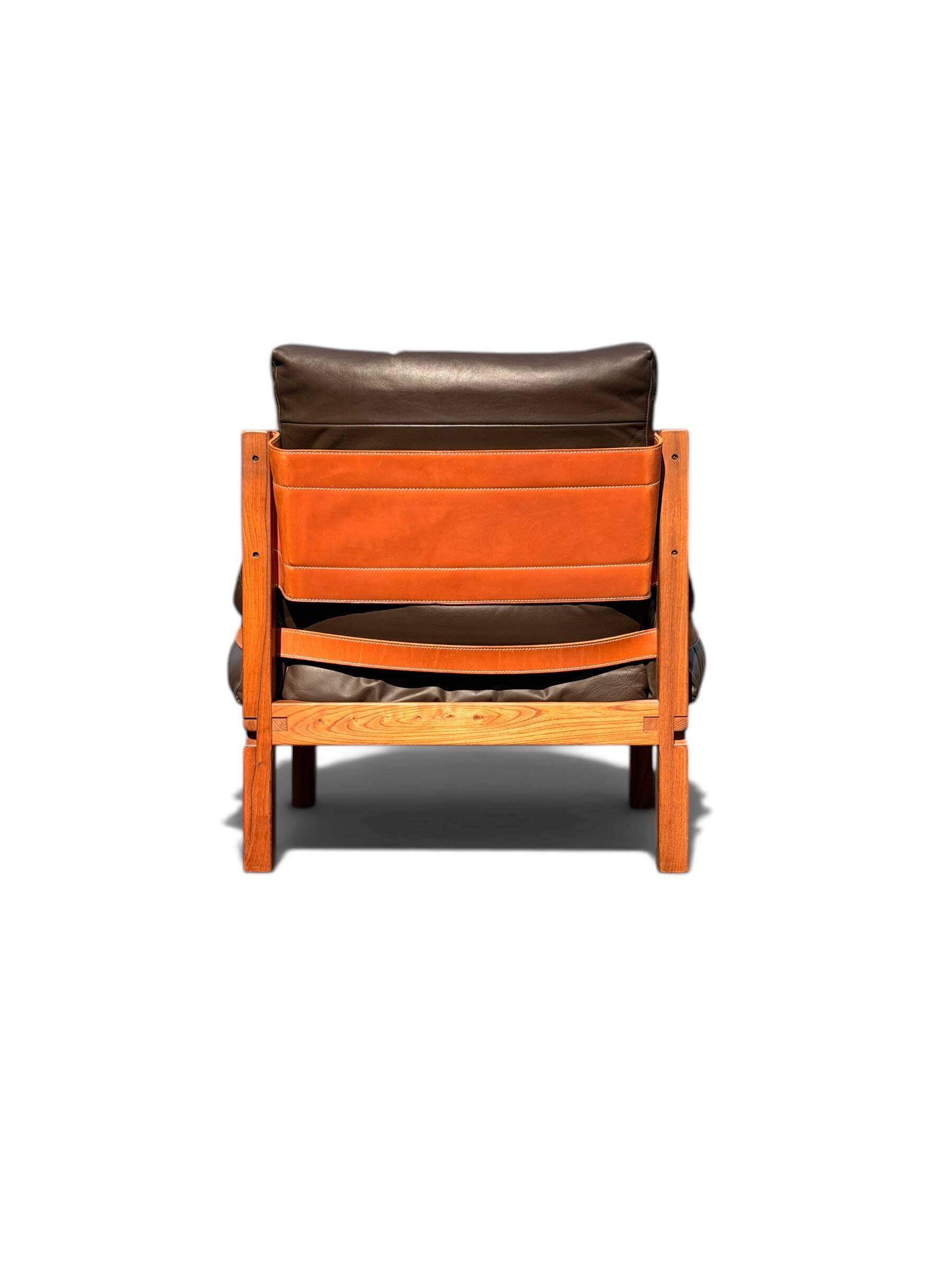Ensemble Salon Pierre Chapo - Canapé S32 & Fauteuil S15 - Orme & Cuir Brun