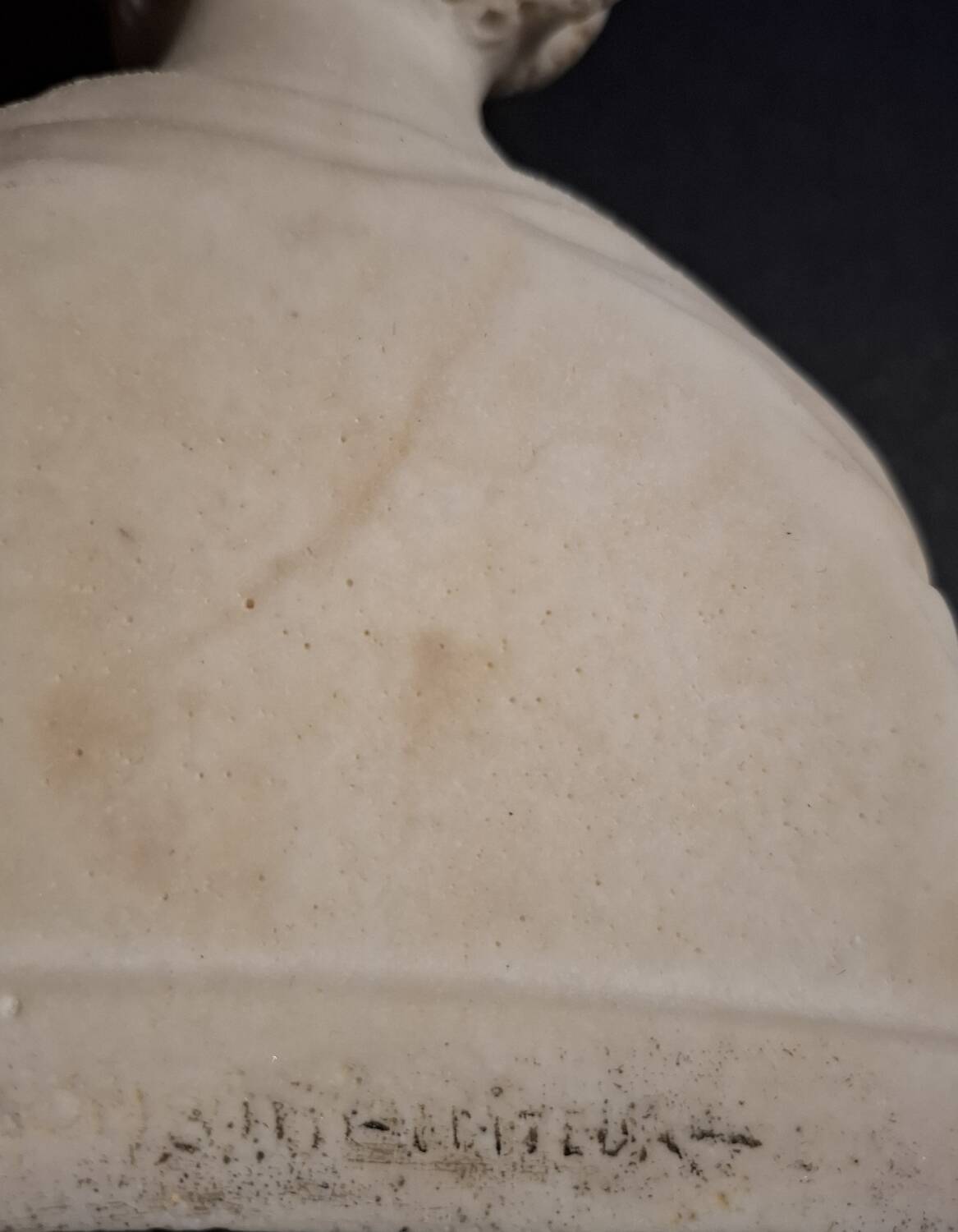 Female bust in stone