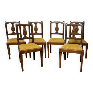 Suite de 6 chaises marquetées - style restauration