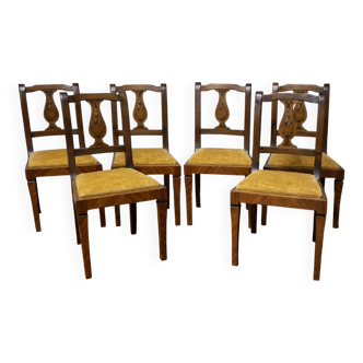 Set of 6 inlaid chairs – Biedermeier / Restoration style
