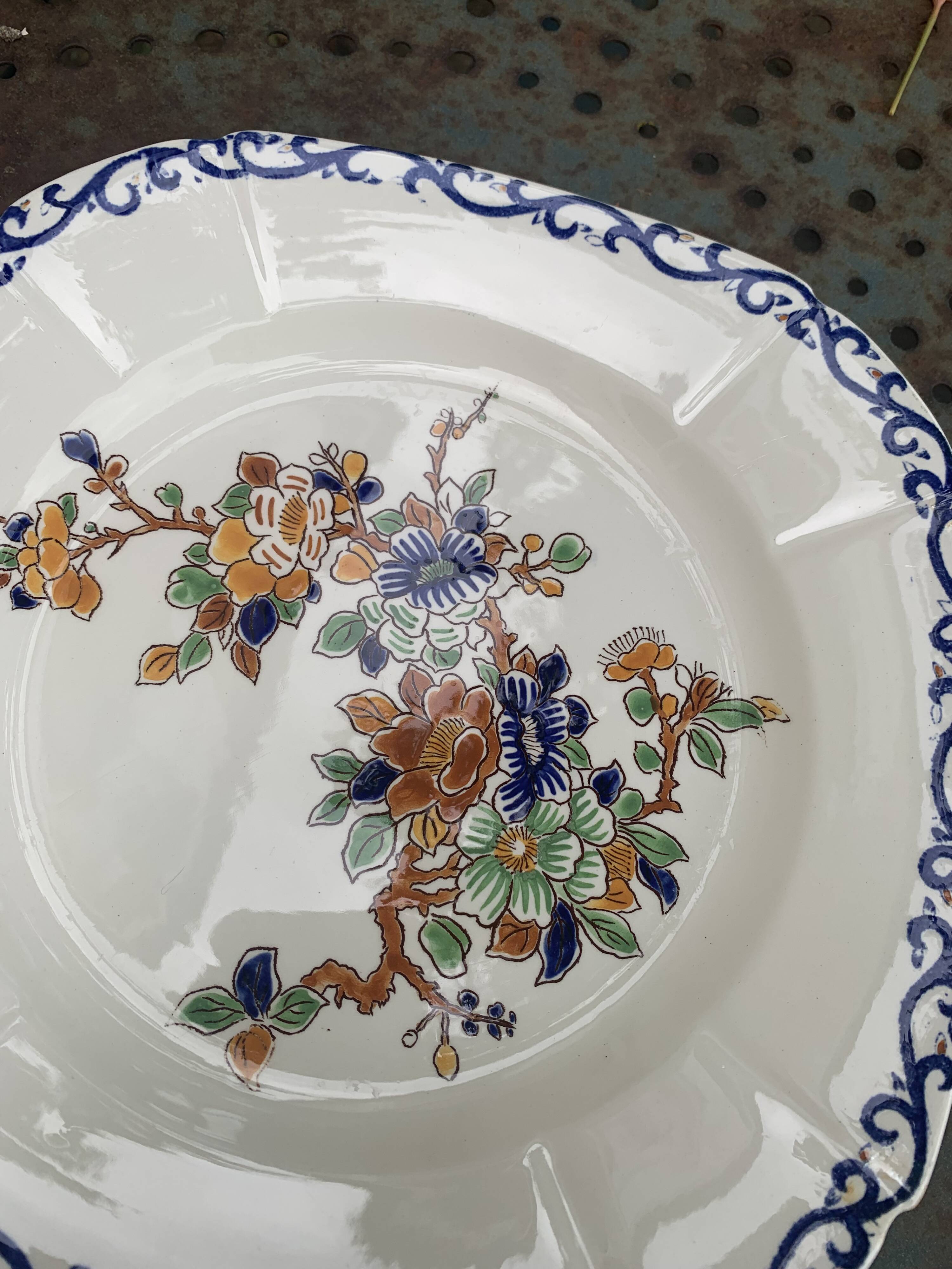 Collectible flat plate, Gien, hand painted, signed MB, made in France, vintage
