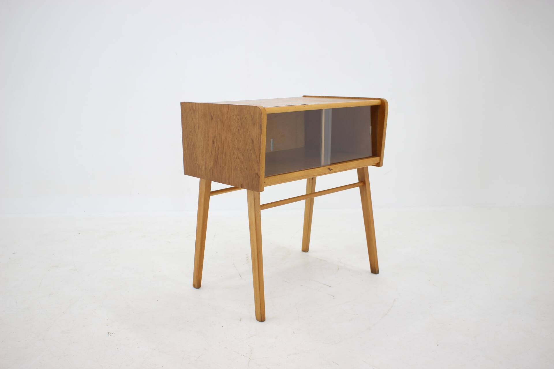 1960s Oak and Glass Cabinet, Czechoslovakia