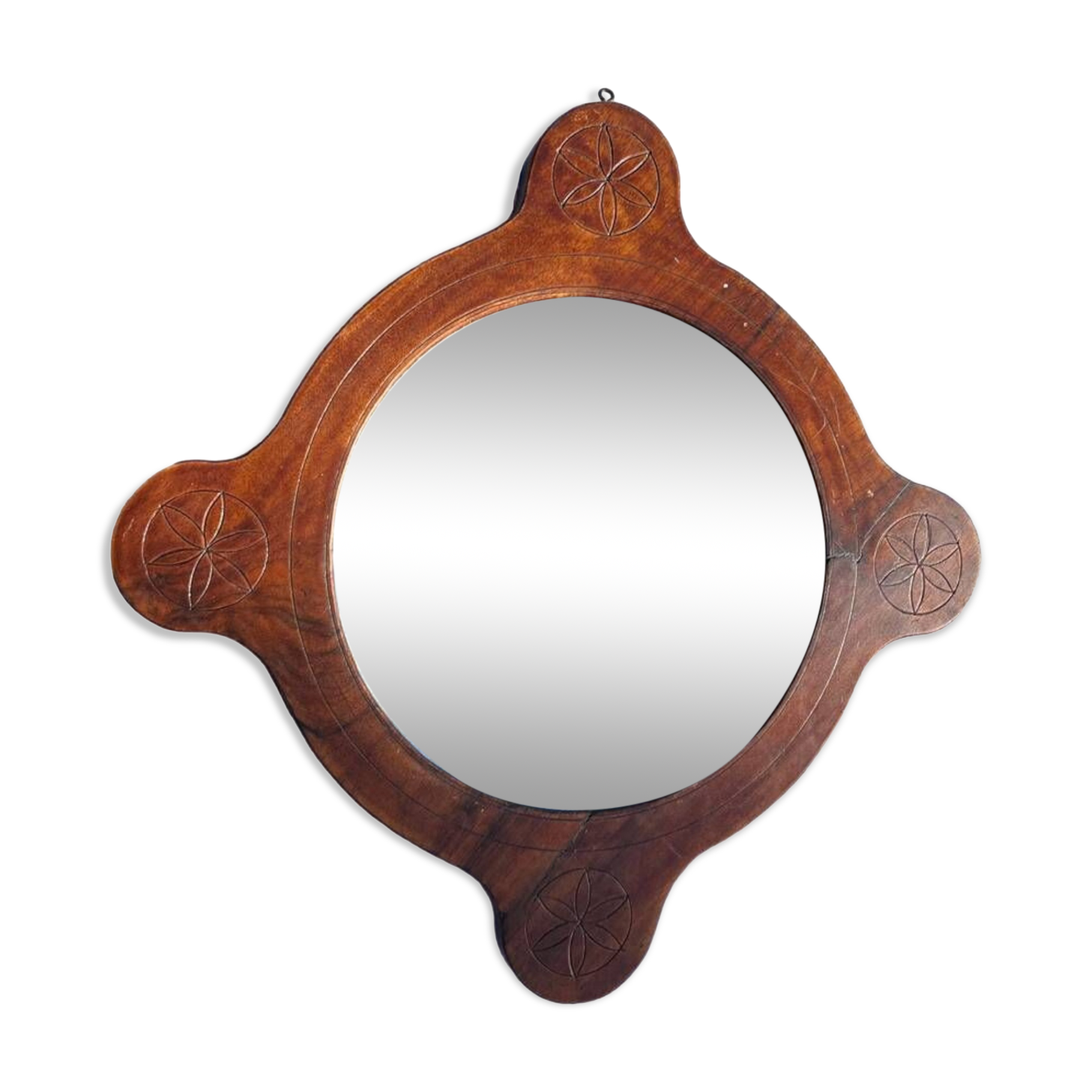 Wooden mirror with vintage rosettes