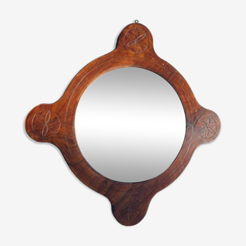 Miroir bois avec rosaces vintage