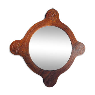 Miroir bois avec rosaces vintage