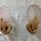 Paire d'appliques feuille verre