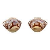 Paire de vases boules à 2 anses par Hélène Moisand vers 1950