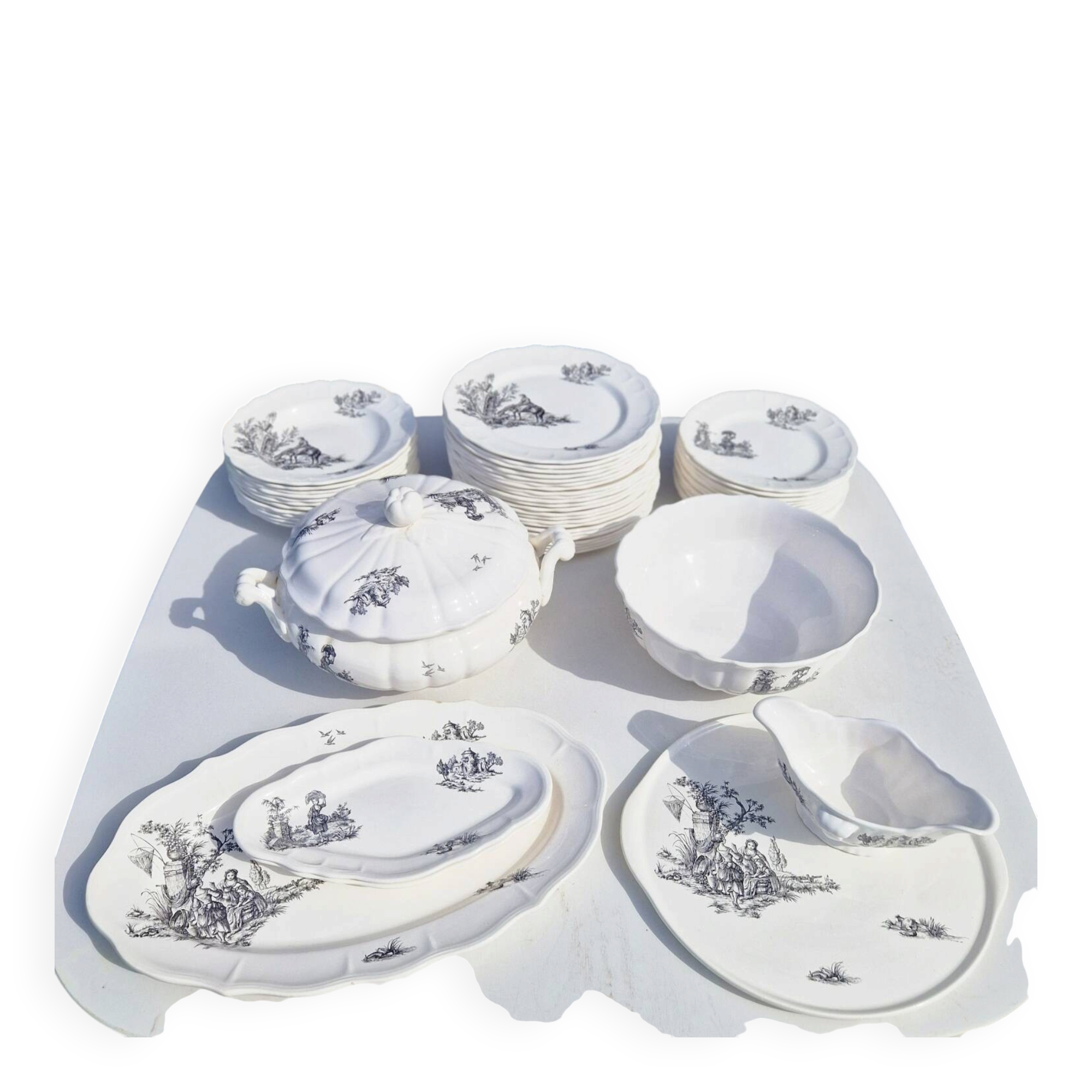 Salins earthenware table service model Chantal, 55 pieces.